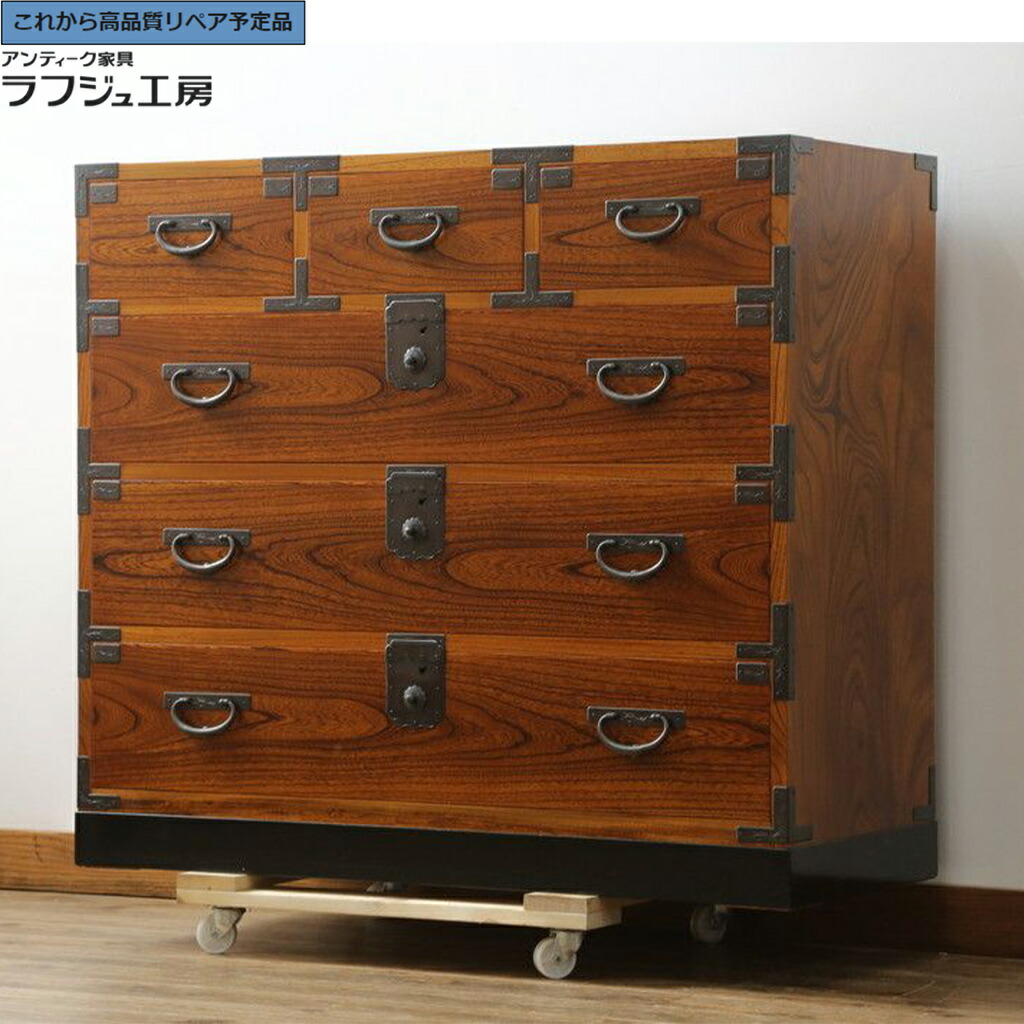 【中古】★事前問合せ至要たる★ 和洋服箪笥 岩谷堂洋服箪笥 伊勢丹事あたらしいF型 漆ペンキ塗り r-076659