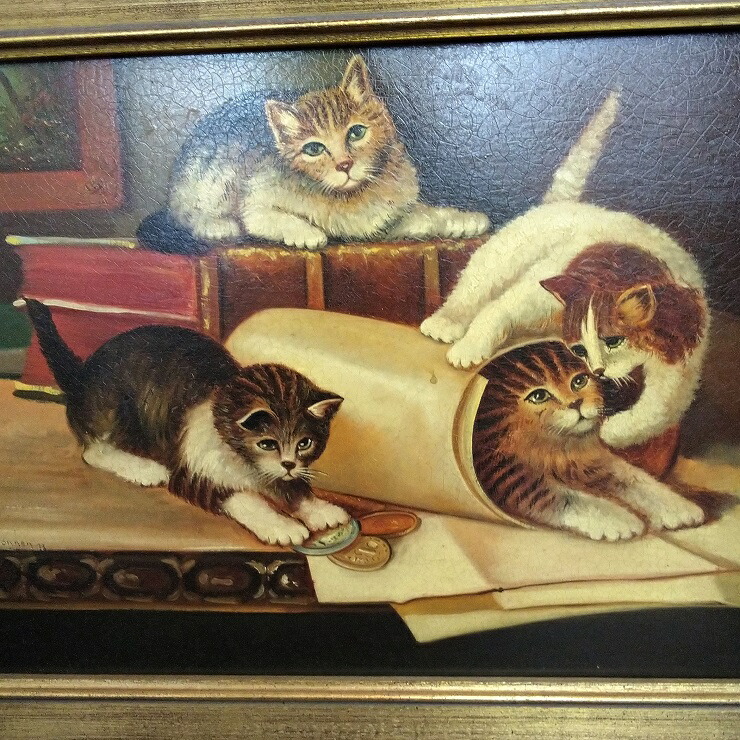 アンティーク雑貨 猫 ネコ 絵画 ビンテージ 欧州アンティーク市場 直輸入 5685 Prescriptionpillsonline Is