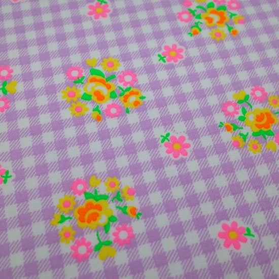 Babyrose ラベンダー 1mカット済 贅沢屋の カラフル かわいい レトロ ハンドメイド パッチワーク 日本製 コットン 生地 蛍光 パープル フラワー 手芸 花柄 紫 綿100 国産 ゆめかわ エコバッグ 手作り チェック ローズ