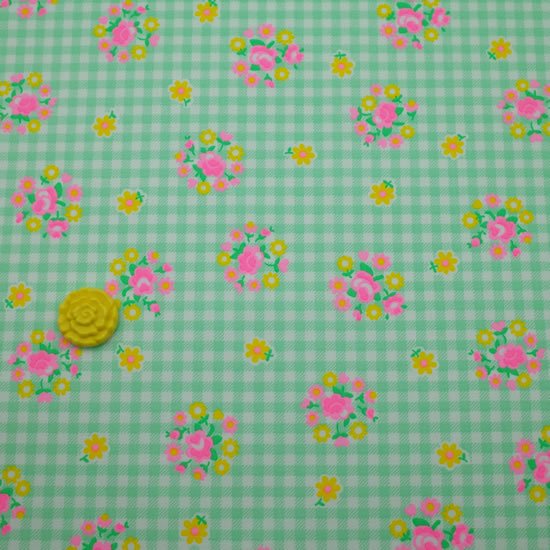 Babyrose 全5色セット 50cm X 55cmカラフル かわいい レトロ ハンドメイド パッチワーク 日本製 コットン 生地 ローズ 国産 正規店 花柄 手芸 フラワー チェック 蛍光 エコバッグ 手作り ゆめかわ 綿100