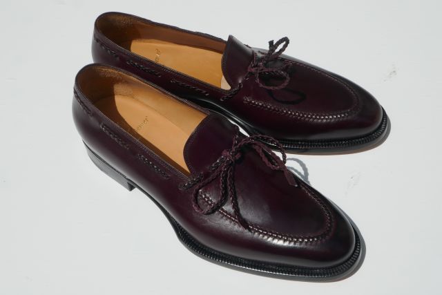 STEFANO BERMER【ステファノベーメル】MODEL Classica Burgundy Braided Loafers C13125/COL 5069/バーガンディー赤茶ボックスカーフローファー（木九鼎大呂、専用シューツリー付き添い人 ハンドソーン処方箋）