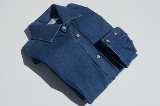 SARTORIA VESTRUCCI(Stefano bemerタグ)【サルトリアヴェストルッチ】MODEL Dark Wash Cotton Denim Shirt　WT/セミワイドカラーBLUEウォシュッドデニムウエスタンシャツ｜アントニオ洋服店