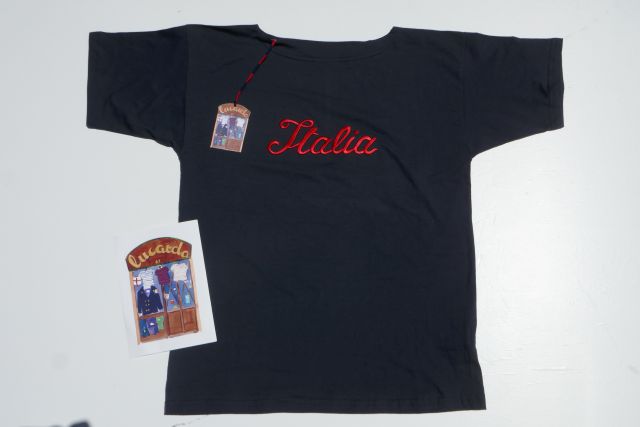 LUCARDA 1920【ルカルダ】 MODEL LUCARDINA SS02 SOLID SHORTT/COL NAVY EMBROIDERY RED/ITALIA赤刺しゅう米国海軍無地短艇のど首ティーシャツMADE IN ITALY