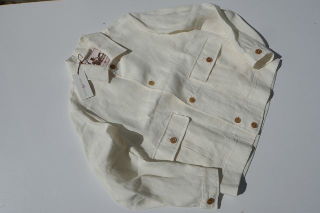 LUCIANO BARBERA【ルチアーノバルベラ】 MODEL　MAN OVERBLOUSE 118192/COL45020-02/LINEN麻オフホワイトブルゾン｜アントニオ洋服店