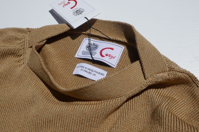 CORGI【コーギー】SPECIAL MODEL4179 LONGSLEEVE POLO MERC/COL Coffee×Camel/伊MERCLIZED COTTONマーセライズドコットン遣りくちお手てひな形製点火装置赤銅色×駱駝Mixメランジサドルショルダーのセミボートハイネック半袖編み物