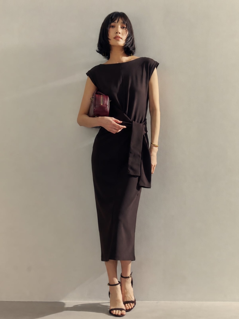 カットジョーゼットノットワンピース anuans アニュアンス ワンピース・ドレス ワンピース ブラック ブラウン【送料無料】[ Fashion]｜anuans 16,401円