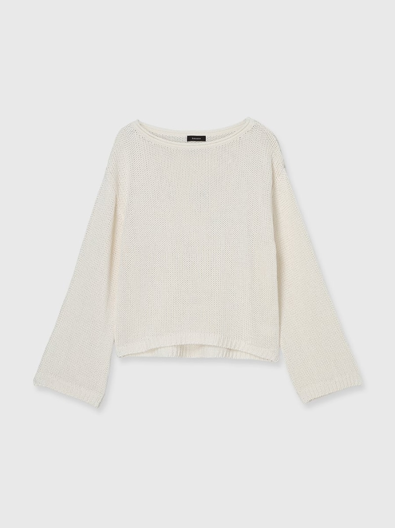 【SALE／30%OFF】ペーパーヤーンニットプルオーバー anuans アニュアンス トップス ニット ホワイト ベージュ ピンク【RBA_E】【送料無料】[ Fashion]｜anuans