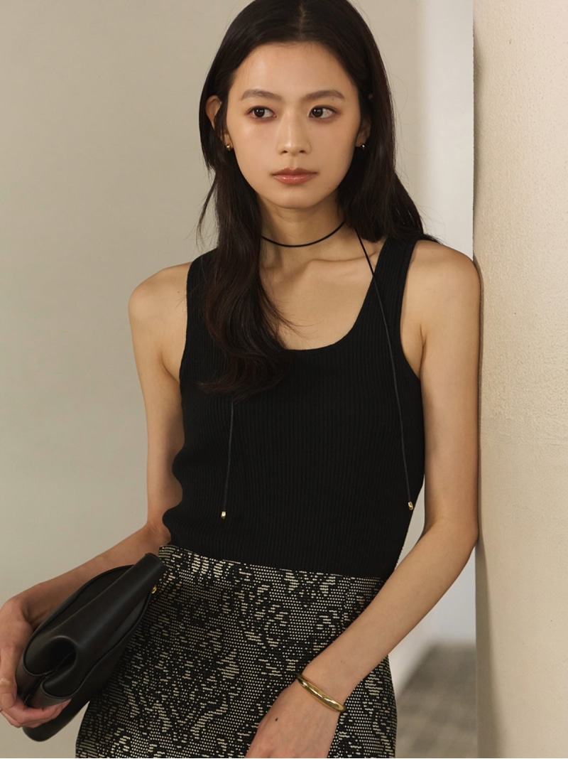 ブークレテレコカップインタンクトップ anuans アニュアンス トップス ノースリーブ・貯蔵タンクいの一番 ベージュ 白いこと 黒いこと【貨物輸送無料】[ Fashion]