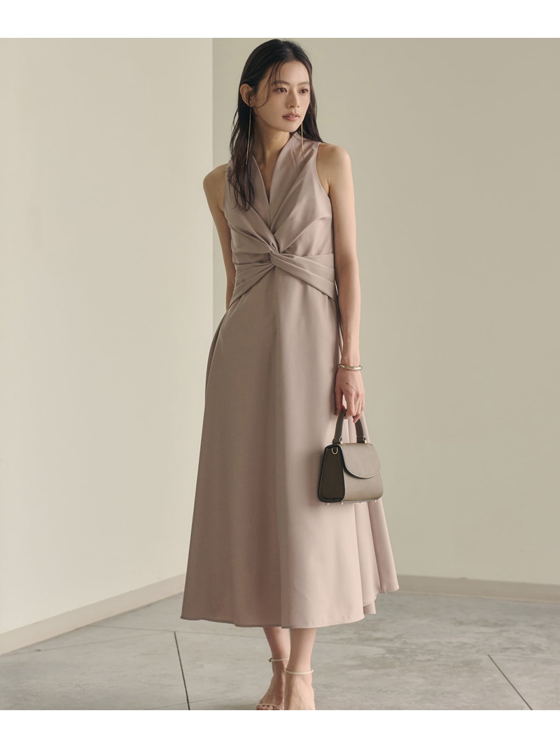 ツイストギャザーワンピース anuans アニュアンス ワンピース・ドレス ワンピース ベージュ ネイビー【送料無料】[ Fashion]｜anuans