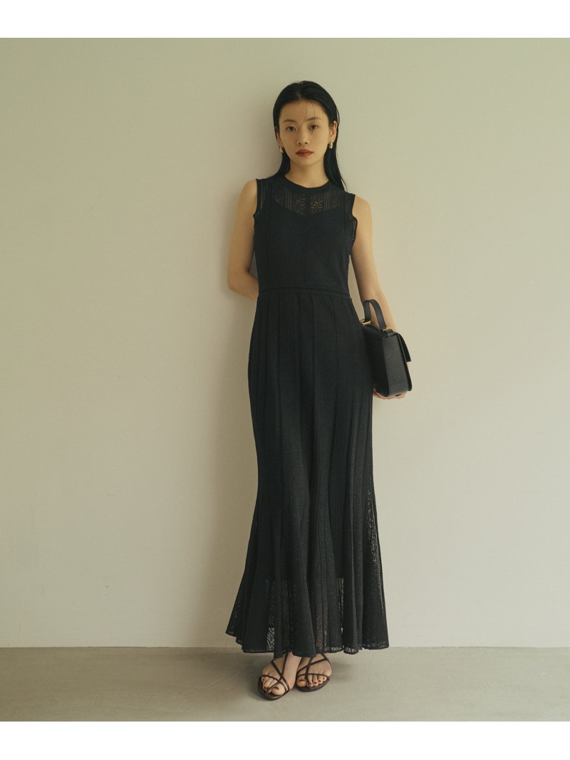 レーシーニットワンピース anuans アニュアンス ワンピース・ドレス ワンピース ブラック グレー グリーン【送料無料】[ Fashion]