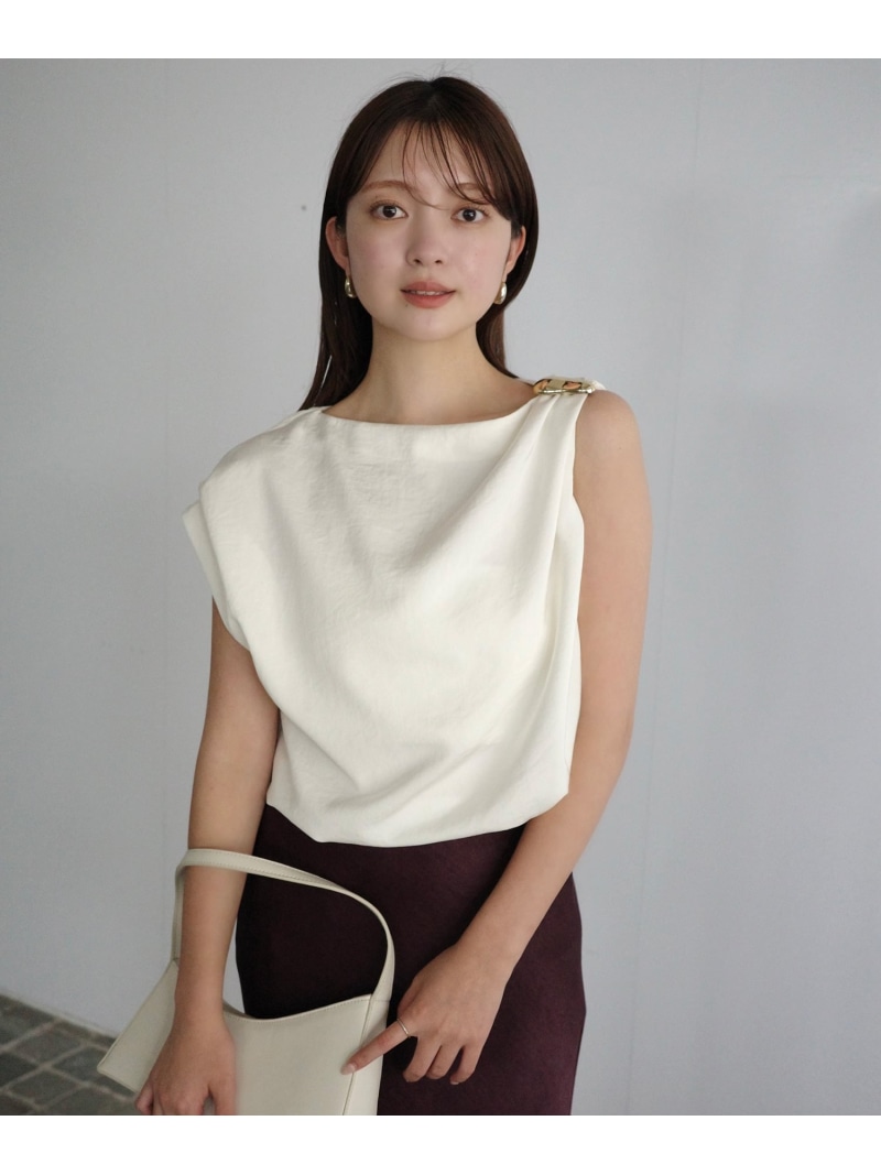 【SALE／20%OFF】アクセサリードレープブラウス anuans アニュアンス トップス シャツ・ブラウス ベージュ【RBA_E】【送料無料】[ Fashion]｜anuans