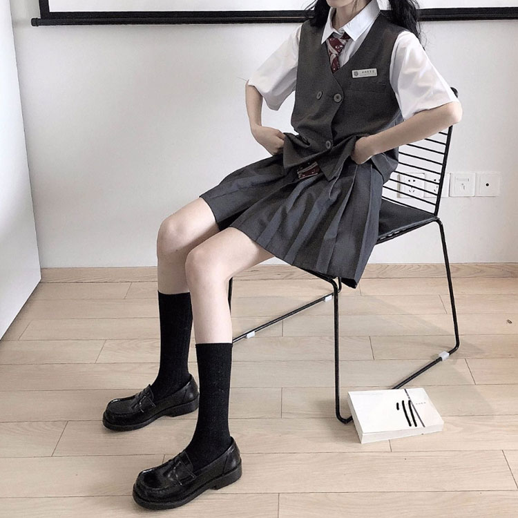 3点セット 学院風 Jk制服 おしゃれ アカデミー風 コスチューム コスプレ衣装 スクール ネクタイ 上下セット 中学生 仮装 制服 半袖 可愛い 女の子 女子高校生 学生 学生服 白シャツ チョッキベスト プリーツスカート 韓国 高校生 限定品 学生