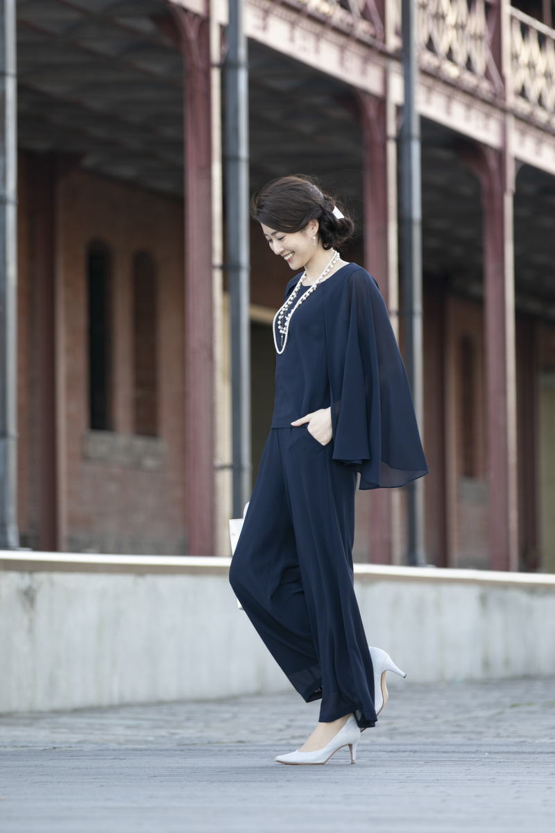 楽天市場 フォーマルドレス 50代 結婚式 パーティードレス パンツドレス 袖あり セットアップ 入学式 パンツスーツ 面接 受験 お受験 袖付き パンツ 大きいサイズ 大きい 長袖 ゆったり ネイビー 代 30代 40代 60代 服装 成人式 謝恩会 同窓会 冬 ママ 秋 夏 秋冬