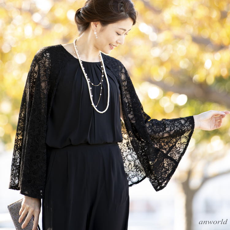 楽天市場 パンツドレス 結婚式 袖あり セットアップ パーティードレス パンツスーツ 面接 受験 お受験 袖付き フォーマルドレス パンツ 大きいサイズ 大きい 長袖 ゆったり ブラック 黒 代 30代 40代 50代 成人式 冬 ママ 秋 夏 秋冬 ａｎｗｏｒｌｄ