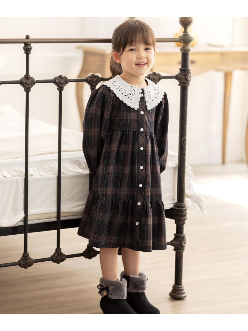 衿付きチェック ワンピース Any Fam Kids エニィファム ワンピース シャツワンピース 送料無料 Rakuten Fashion Brocamarketing Com