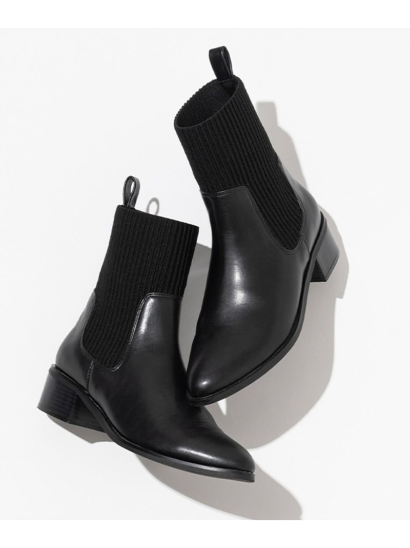 【SALE／20%OFF】ニットコンビブーツ ANY エニィ シューズ・靴 ブーツ ブラック【RBA_E】【送料無料】[ Fashion]