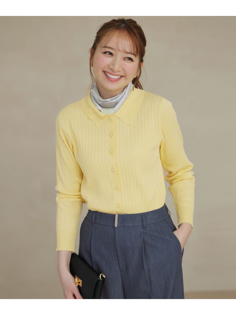 【SALE／20%OFF】ポロカラーリブ ニット ANY SIS S エニィスィス トップス ニット グレー ネイビー イエロー【RBA_E】【送料無料】[ Fashion]