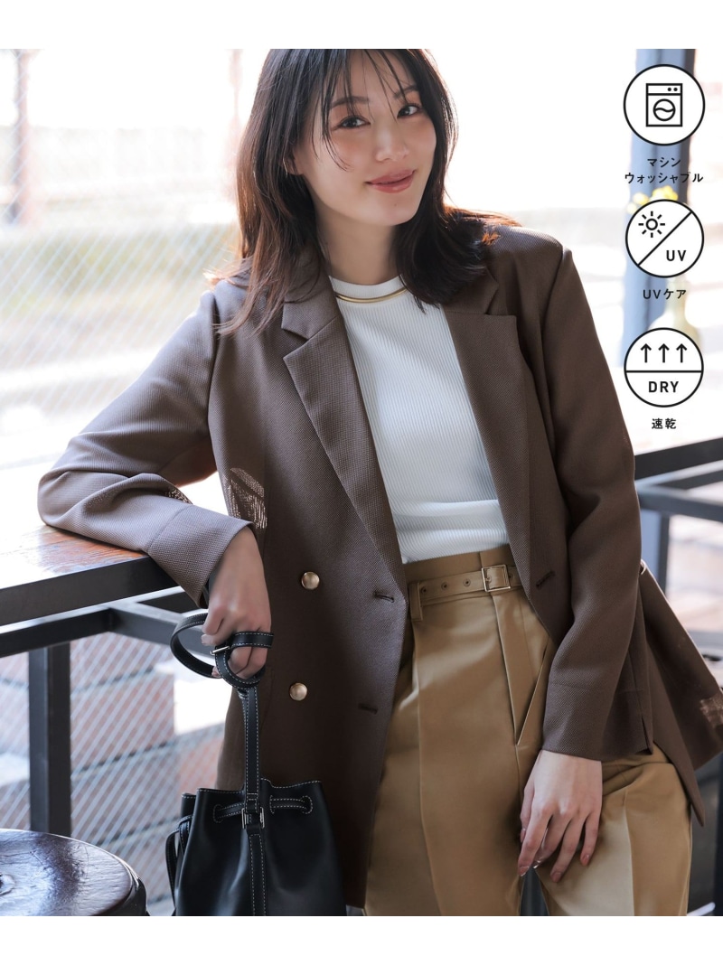 シアーメッシュ ダブルジャケット ANY SIS S エニィスィス ジャケット・アウター テーラードジャケット・ブレザー ベージュ ネイビー【送料無料】[ Fashion]