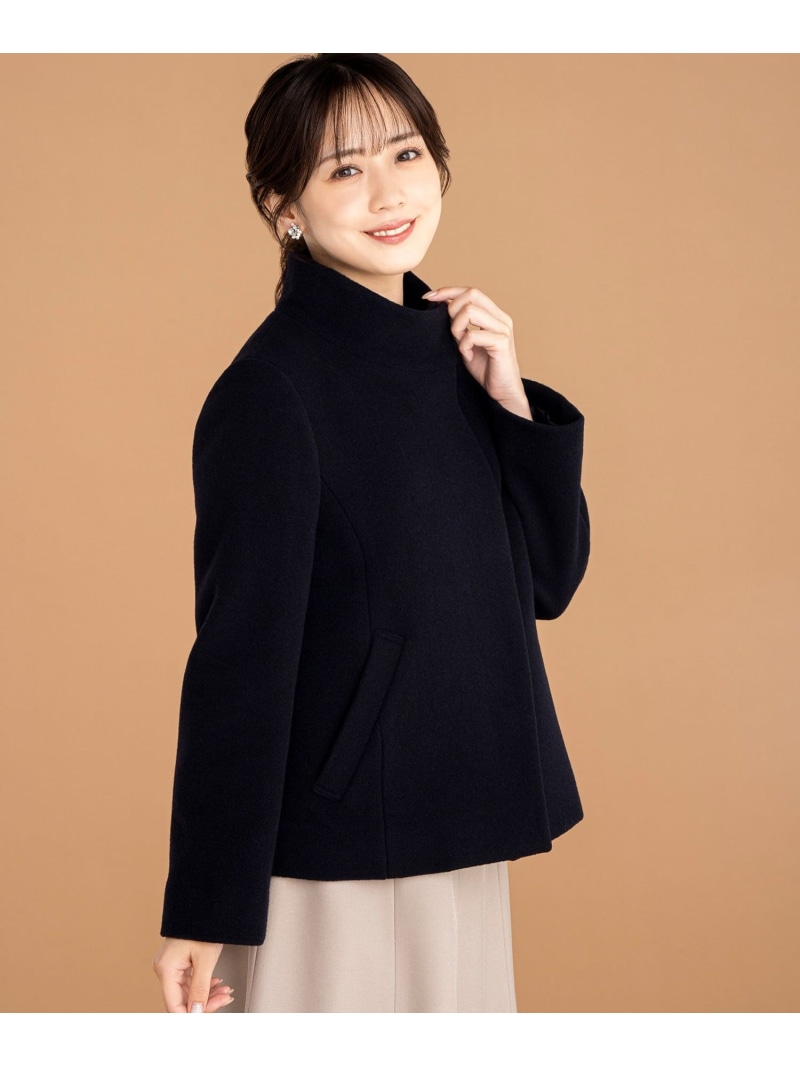 【SALE／50%OFF】【低身長企画】ファインウールモッサスタンド ショート コート ANY SIS S エニィスィス ジャケット・アウター その他のジャケット・アウター ホワイト ネイビー【RBA_E】【送料無料】[ Fashion] 10,490円