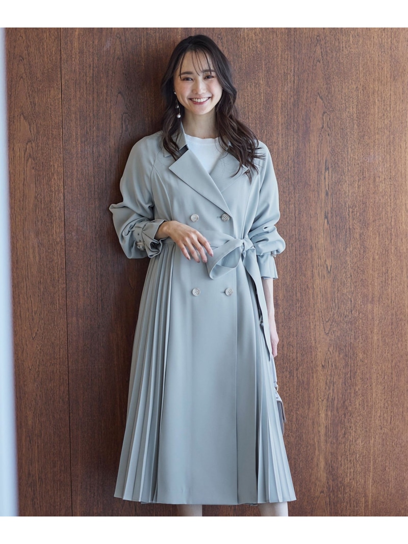 【SALE／30%OFF】【UVとり捨てる・花粉差し固める】プリーツデザイントレンチ 厚地の外套 ANY SIS エニィスィス ジャケット・アウター トレンチコート 白いこと 緑であること【RBA_E】【貨物輸送無料】[ Fashion]