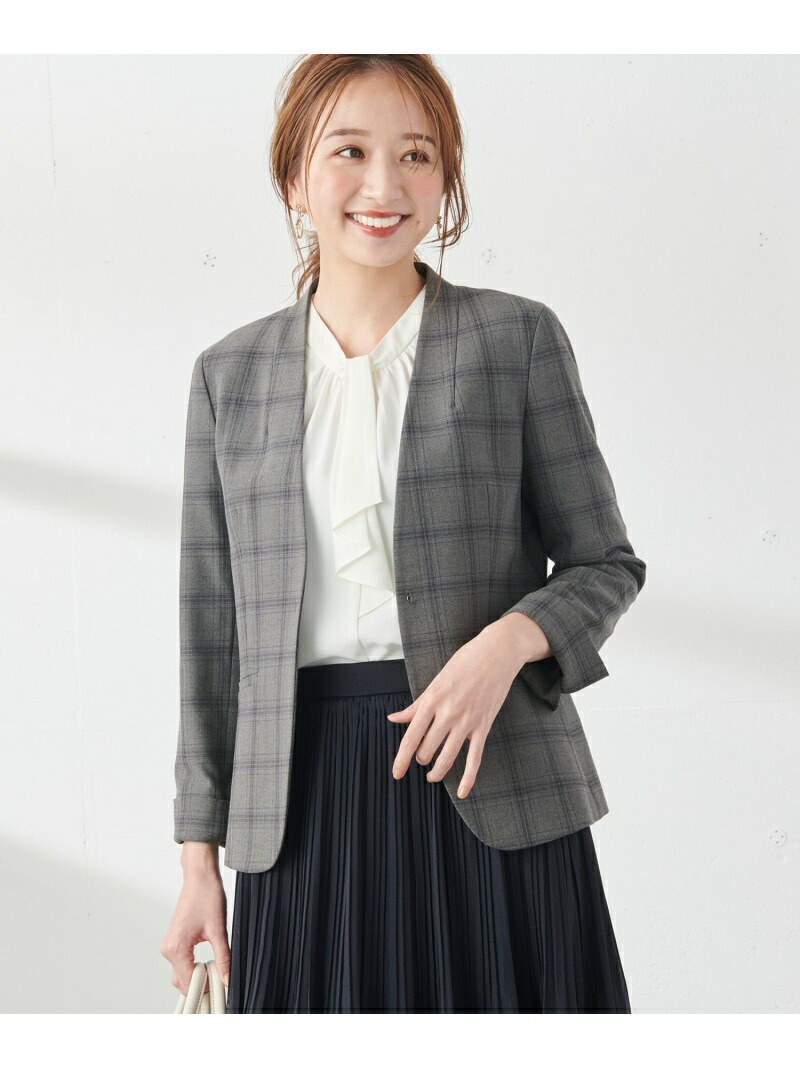 サーモ 2WAY ストレッチ ジャケット any SiS エニィスィス アウター ノーカラージャケット グレー ブラック ブラウン ネイビー  Rakuten Fashion 店舗