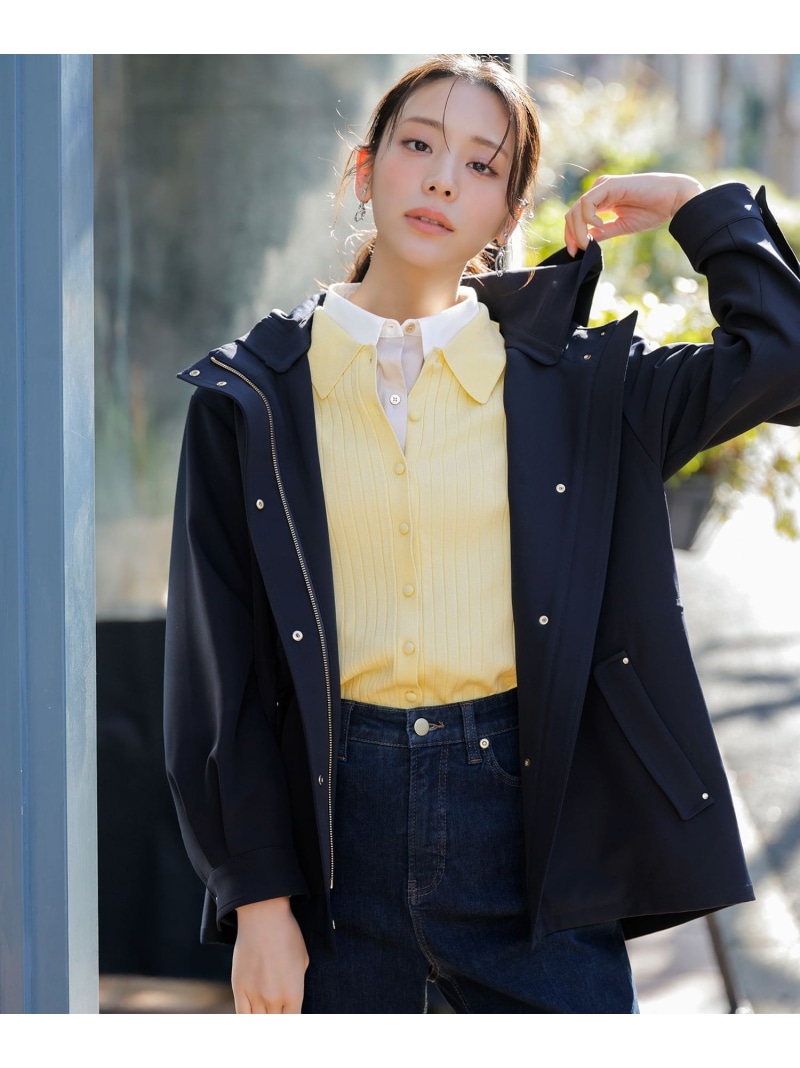 【2WAY】エレカジストレッチ フーデットハーフ アウター ANY SIS L エニィスィス ジャケット・アウター マウンテンパーカー ベージュ ネイビー【送料無料】[ Fashion]