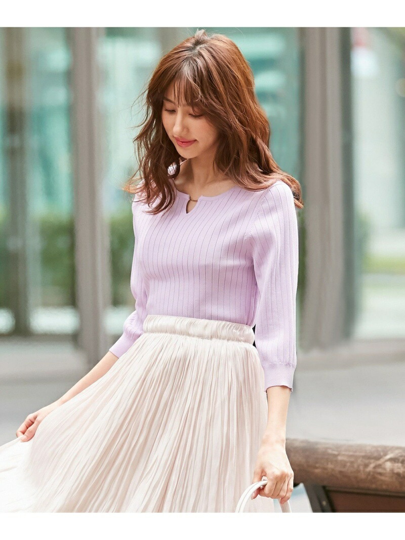 楽天市場 Sale 50 Off 難波蘭さん監修 パーソナルカラーメタルパーツリブ ニット Any Sis エニィスィス ニット 半袖ニット ホワイト ピンク ベージュ イエロー グリーン ブルー Rba E Rakuten Fashion Any Sis