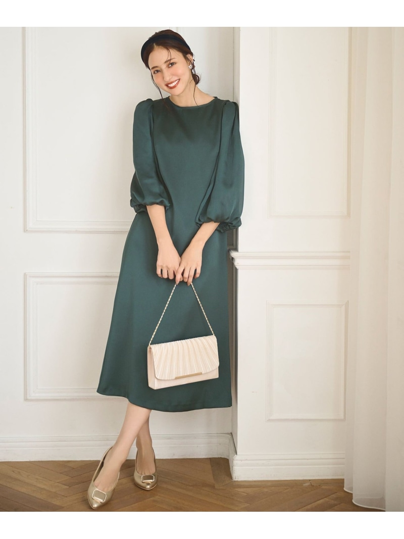 【洗える】シフォンスリーブサック ドレス ANY SIS エニィスィス ワンピース・ドレス ドレス ネイビー グリーン【送料無料】[ Fashion]｜ANY SIS