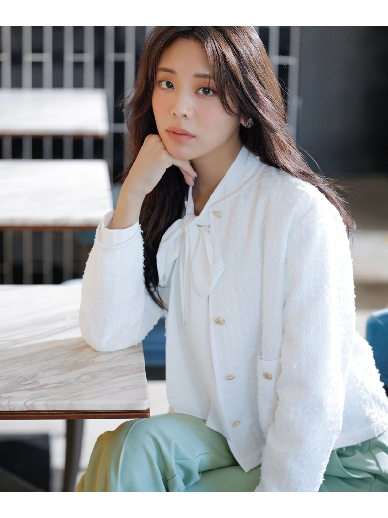 【SALE／30%OFF】リボンヤーンライトツイード 上衣 ANY SIS S エニィスィス ジャケット・アウター 否色つや上衣 白いこと 米国海軍【RBA_E】【貨物輸送無料】[ Fashion]