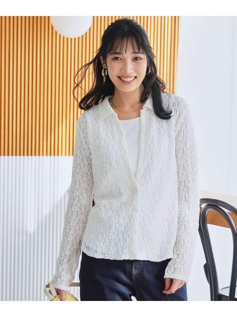 レース シャツ ANY SIS L エニィスィス トップス シャツ・ブラウス ホワイト ブラック【送料無料】[ Fashion]