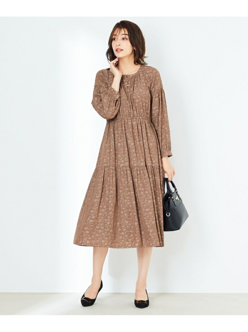 洗える ジャカードギャザー ドレス Any Sis L エニィスィス ワンピース プルオーバーワンピース ブラウン 送料無料 Rakuten Fashion Jacforklift Com Br