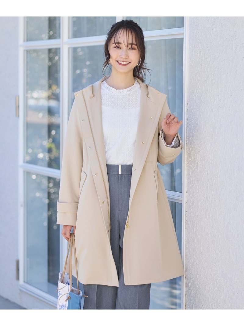 【SALE／30%OFF】【撥水・UVカット・洗える】フーデットロング コート ANY SIS エニィスィス ジャケット・アウター その他のジャケット・アウター ネイビー ベージュ【RBA_E】【送料無料】[ Fashion]