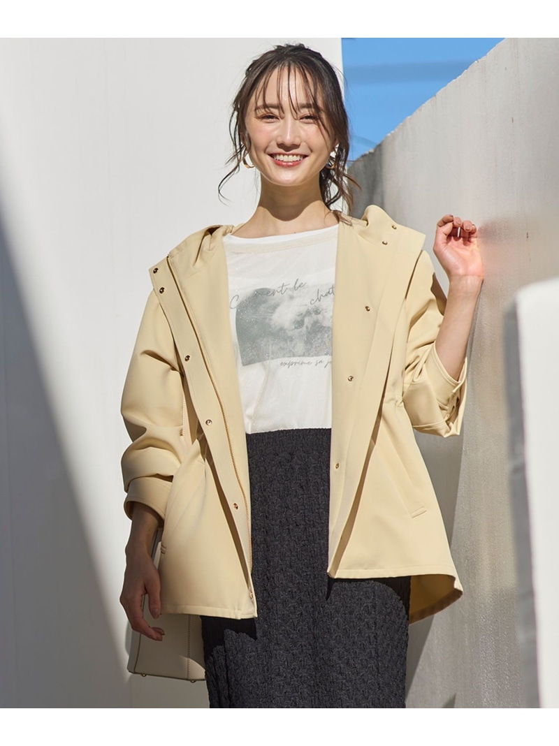【SALE／30%OFF】【撥水・UVカット・洗える】フーデットハーフ コート ANY SIS エニィスィス ジャケット・アウター その他のジャケット・アウター ネイビー イエロー ベージュ【RBA_E】【送料無料】[ Fashion]｜ANY SIS