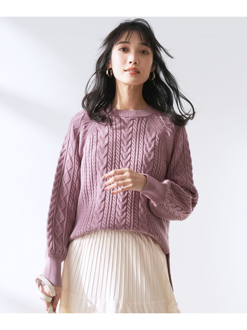 【SALE／20%OFF】ケーブル ニット プルオーバー ANY SIS S エニィスィス トップス ニット ホワイト ネイビー ピンク【RBA_E】【送料無料】[ Fashion]