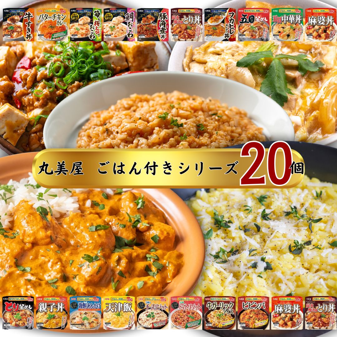 【仕送りに最適】レトルト食品 常温保存 ギフト 詰め合わせ 送料無料 レトルトご飯 レトルト ごはん おかず 常温 丸美屋 ごはん付き シリーズ 20点セット 電子レンジ 惣菜 和食 洋食 業務用 まとめ買い 非常食 ストック 買い置き 備蓄 防災 丼