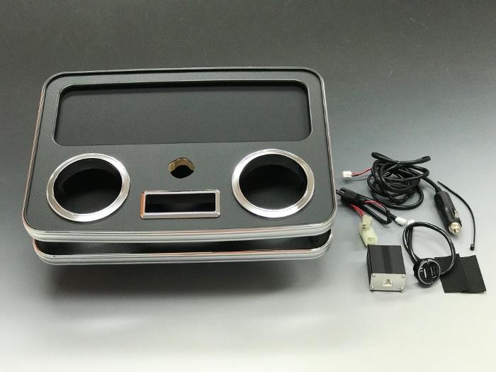 Bussell USB急速充電ポート付き 200系ハイエース セカンドセンターコンソールテーブル レザーブラック｜エニタイム