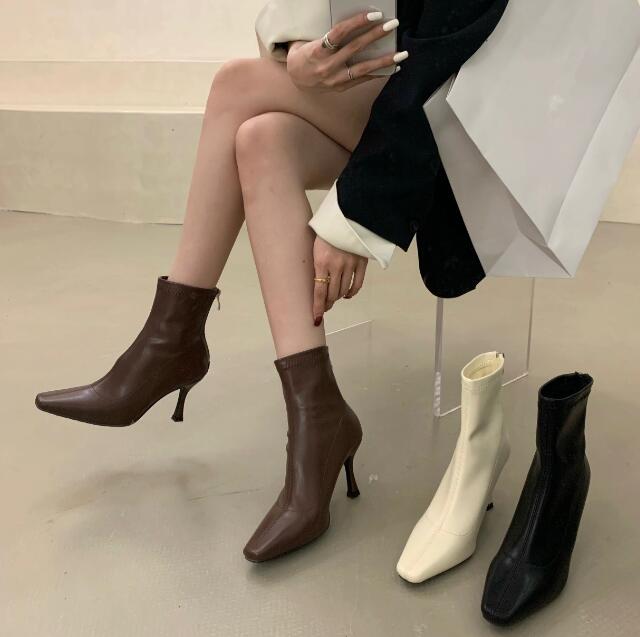 11円 21年ファッション福袋 レディース ポインテッドトゥソックスブーツ ストレッチショートブーツ 秋冬 シューズ ハイヒール ピンヒール美脚効果 フィット 靴下ブーツ