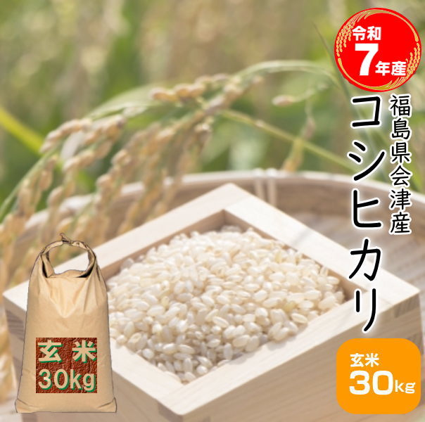 米 30kg コシヒカリ 玄米 福島県産 お米 7年産 会津産 送料無料 『令和7年福島県会津産コシヒカリ玄米30kg』|まんま屋