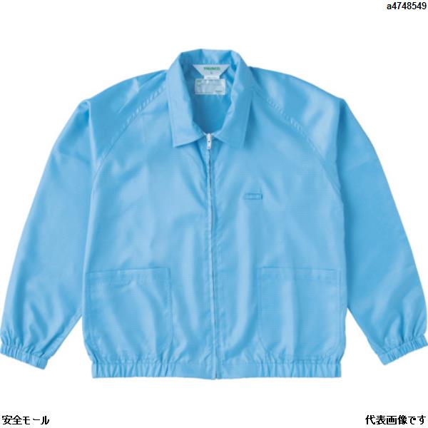 TRUSCO 制電糸グリッド仕様ジャケット(衿付) ブルー LL　TCLGJBLL　1着