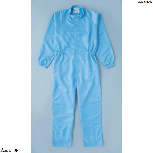 TRUSCO 制電糸グリッド仕様フード無つなぎ服 ブルー L　TCOGBL　1着｜安全モール 店