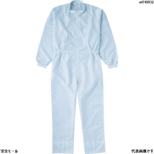 TRUSCO 制電糸グリッド仕様フード無つなぎ服 ホワイト M TCOGWM 1着|安全モール 店