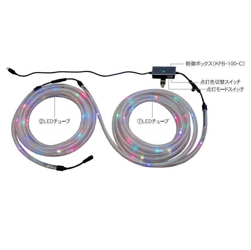 キタムラ産業 マルチカラフルチューブ LEDイルミネーション 10m&times;2 制御BOX付 KPB-100｜安全・サイン8