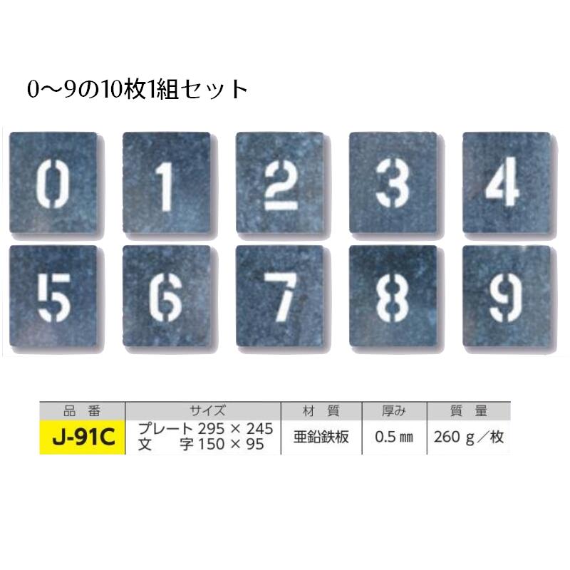 楽天市場】つくし 路面吹き付け用数字プレート 0〜9 10枚セット 文字高