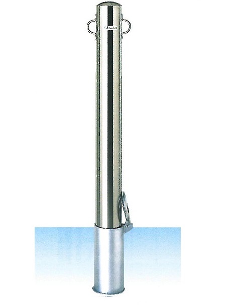 車止め　サンキン メドーマルク ポストタイプ　ステンレス製　差込式・フタ付　フック2ヶ付 φ101.6×L1100mm（全長） SP2-10SF 【大型商品・個人宅配送不可】