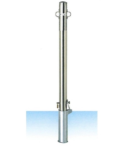 車止め　サンキン メドーマルク ポストタイプ　ステンレス製　差込式フタ付25mm南京錠付　フック2ヶ付　φ60.5×L1100mm（全長） SP2-6SK 【大型商品・個人宅配送不可】
