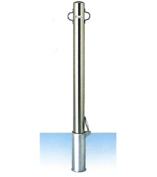 車止め サンキン メドーマルク ポストタイプ ステンレス製 差込式・フタ付 フック2ヶ付 φ76.3×L1100mm(全長) SP2-8SF 【大型商品・個人宅配送不可】