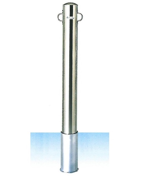 車止め　サンキン メドーマルク ポストタイプ　ステンレス製　差込式　φ101.6×L1100mm（全長）　フック2ヶ付 SP2-10S【大型商品・個人宅配送不可】