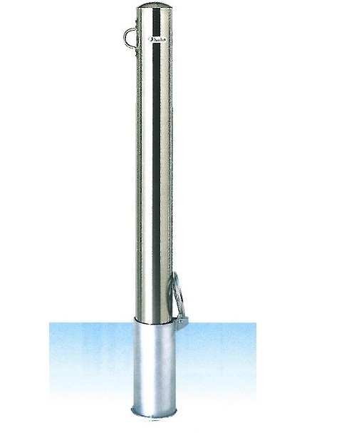 車止め　サンキン メドーマルク ポストタイプ　ステンレス製　差込式・フタ付　フック1ヶ付 φ101.6×L1100mm（全長） SP1-10SF 【大型商品・個人宅配送不可】