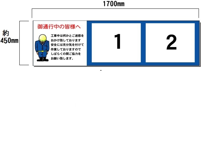 壁面用　お願い入り　２点タイプ（ヨコ）　現場表示用法令看板 空欄記入なしタイプ【大型商品・個人宅配送不可】