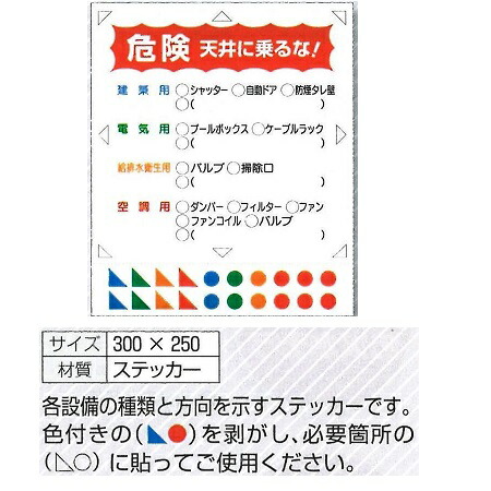 楽天市場 点検口用ステッカー 危険 天井に乗るな 300 250mm 241 安全 サイン8